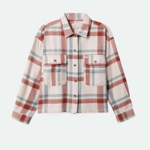 Brixton Bowery Flannel - White Smoke/Terracotta - Small